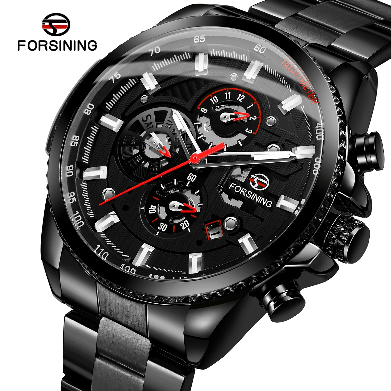 2024 Sport Waterproof Big Dial Mechanical Watches Luxury Stainless Steel Watch For Men Multifunctional Automatic Date Wristwatch