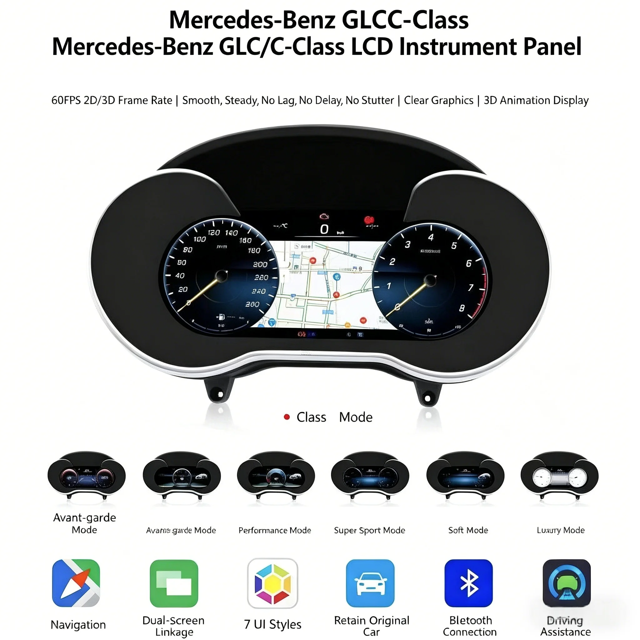 

Обновленный 12,3-дюймовый ЖК-экран приборной панели Smart Cluster для Mercedes Benz GLC C-класса NGT 5.0 5.5 6.0, спидометр, приборный щиток