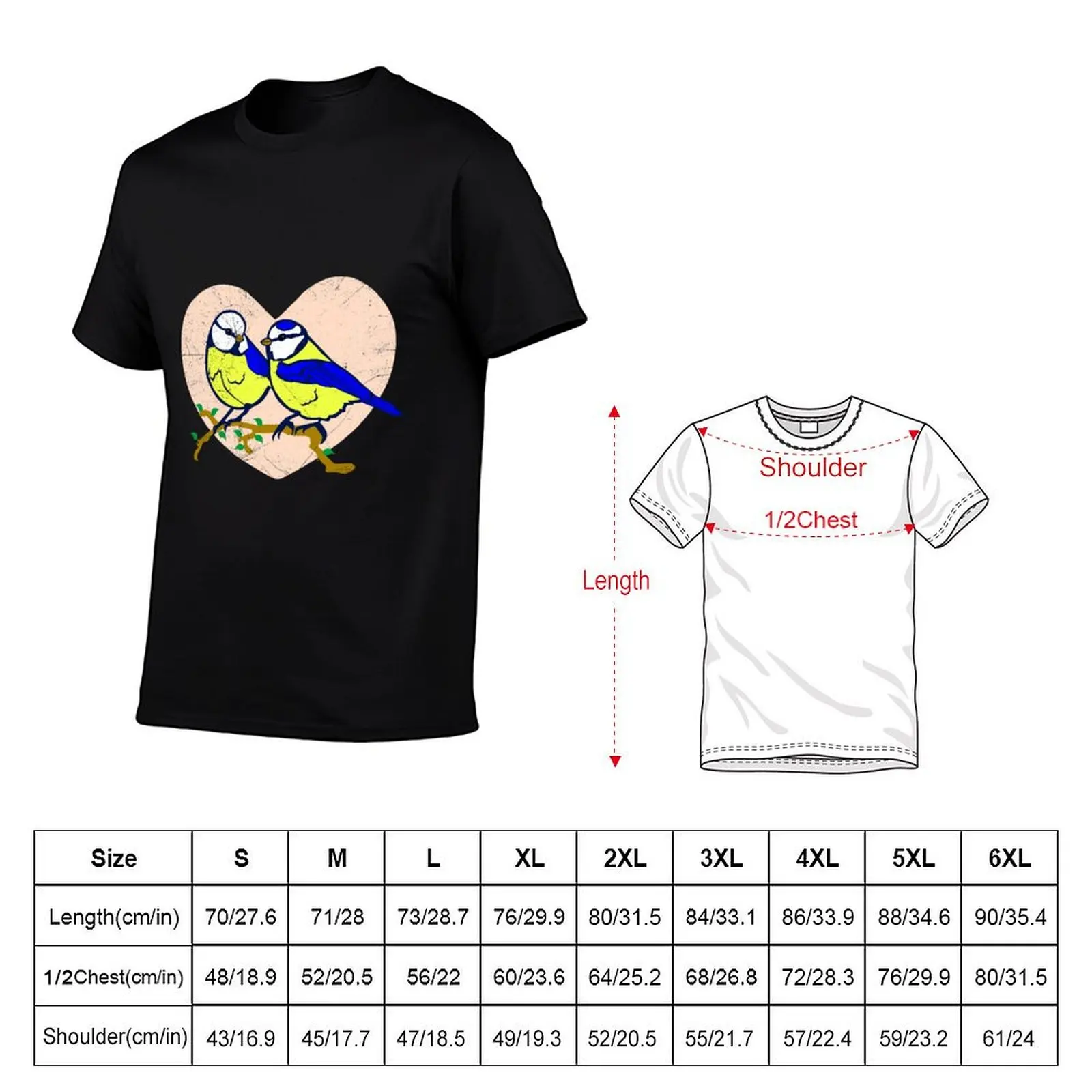 Two Eurasian Blue Tits In Love Spring Bird Lover T-Shirt cotton graphic tees Blouse mens clothes