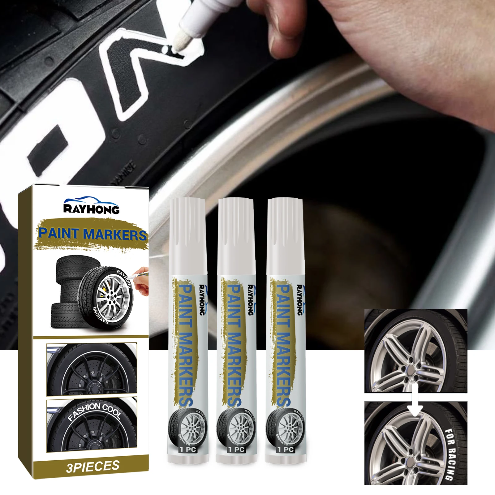 Car Tire Marker Car Compact Portable Waterproof Quick Drying Painting Marker Graffiti Pen