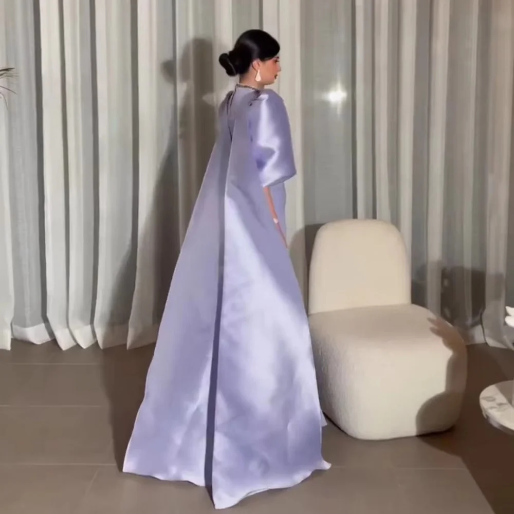 تخصيص رائعة Ruched س الرقبة المرأة فستان حفلة موسيقية نصف كم الساحرة عالية سبليت فستان الحفلات الديكور المرأة ثوب مسائي