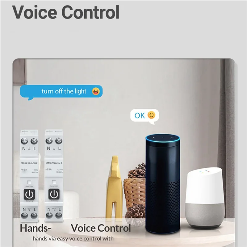 B49C 3X TUYA 63A 1P+N Zigbee Smart Circuit Breaker With Metering Smart Home Wireless Remote Control Smart Life Alexa Home