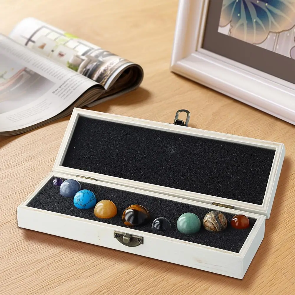 Solar System Planets Decorations 9 Planets Natural Gemstone Healing Crystal Balls Planetary Figurines Office Desk Decoration