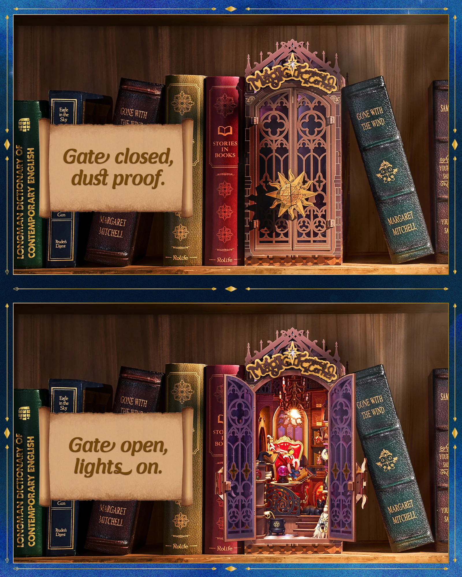 Rolife Wooden Bookends 3D Puzz - Diy Miniature Dollhouse Kit Book Nook 评论和价格