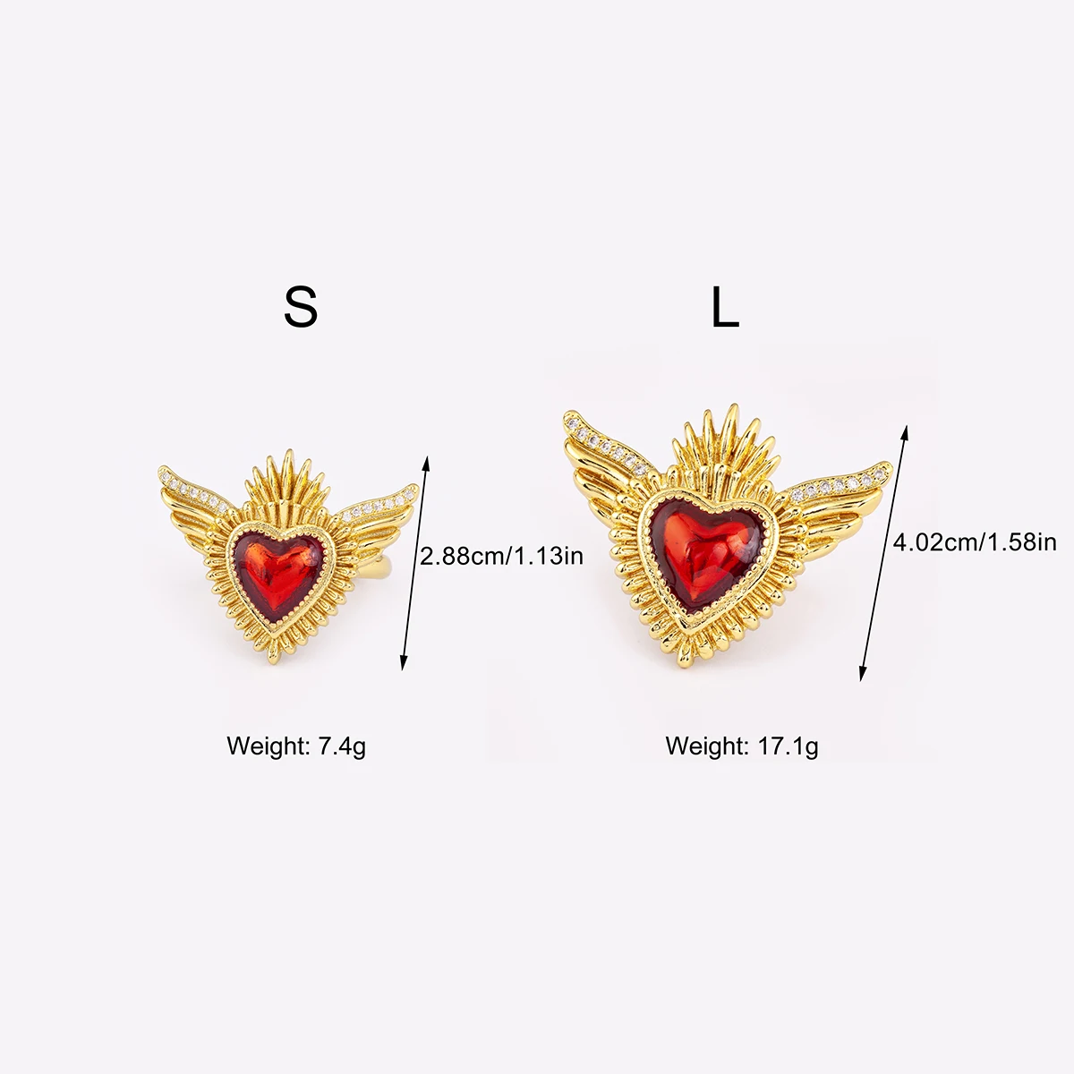 Nidin New Trendy S/L Size Choice Sacred Heart Open Rings Adjustable For Women  Copper Micro Inlaid Zircon Finger Jewelry Gift