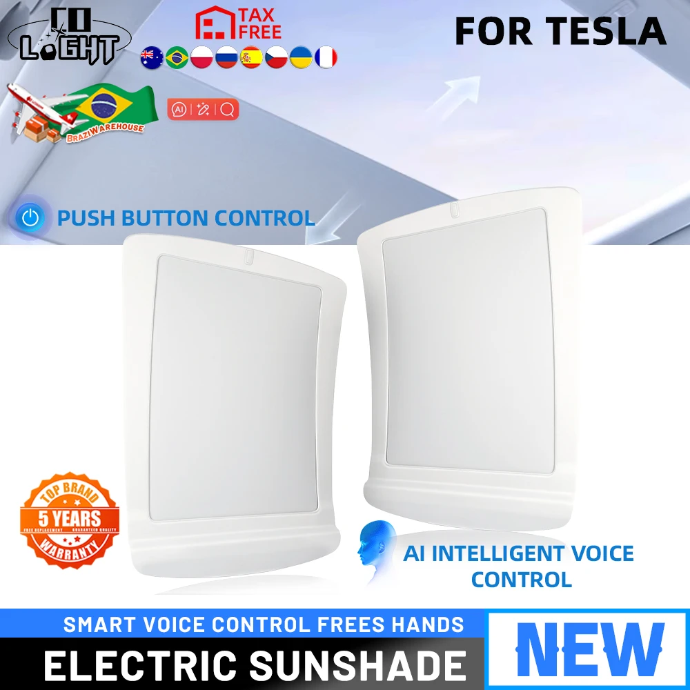 

CO LIGHT 2024 Upgraded Electric Roof Sunshade with Voice Control for Tesla Model Y Accessories 2024-2020 Visor Sunroof Sun Shade