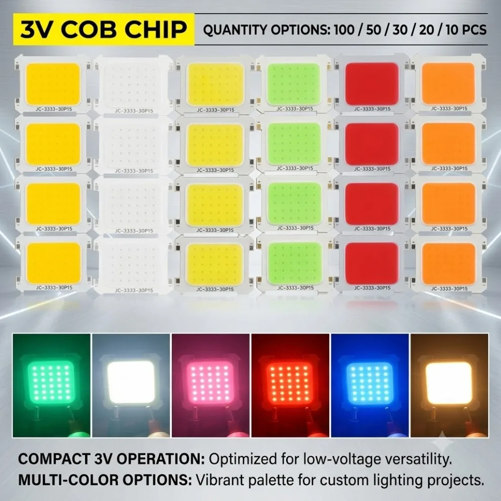 10/100PCS 3V LED COB Integrated Chip Custom High Brightness Spotlight Light Portable Camping Light Bulb Accessories LED chip