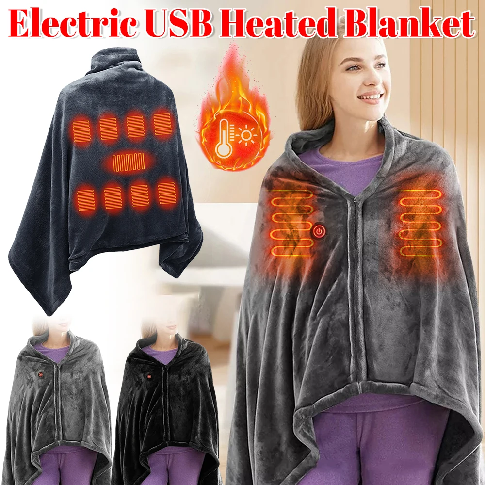 

Electric Heating Blanket Velvet Winter Wearable Heated Blanket USB Heated Blanket Shawl Winter Warm Shawl For Outdoor Home Offic