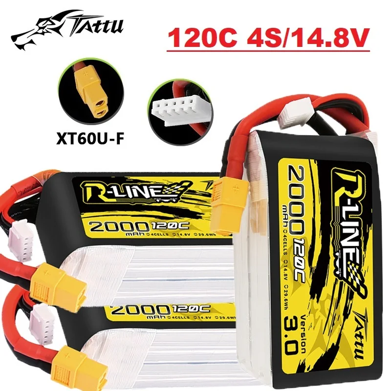 TATTU R-LINE 3.0 2000mAh 120C 14.8V Akumulator Lipo do helikoptera RC Quadcopter FPV Racing Drone Części z wtyczką XT60 Akumulator 4S