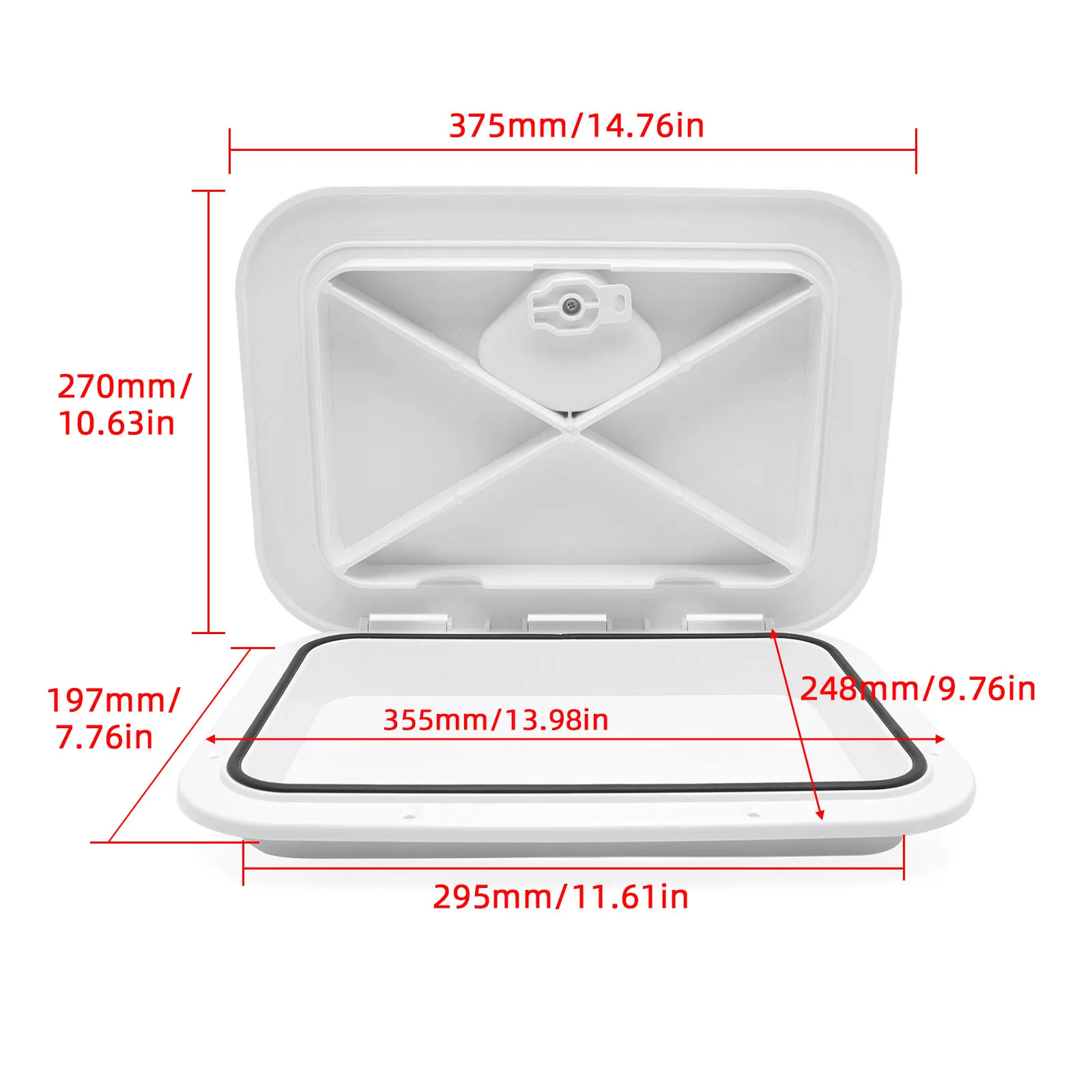 Accesorios para barcos de 375 mm, cubierta de acceso al cubierta de ABS para barcos, yates, caravanas, hermética, anti-UV, antideslizante, para inspección.