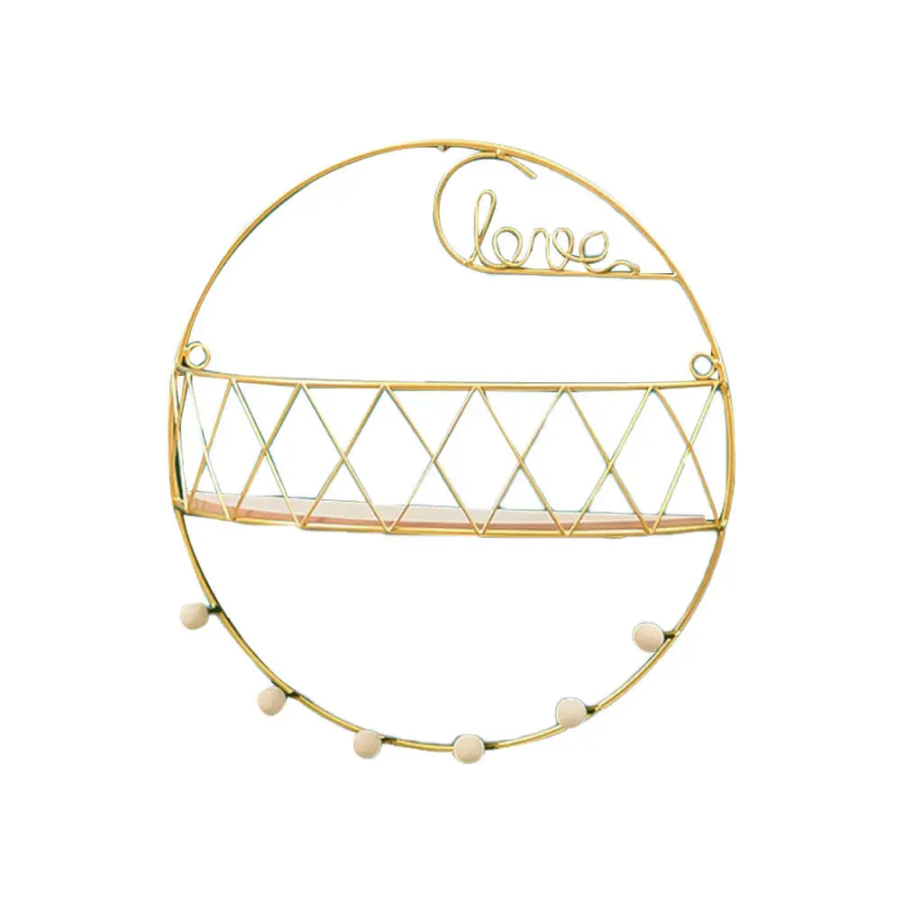 1Pcs Gold Wall-Mounted Decorative Storage Rack Creative Hanging Shelf for Living Room Bedroom Entryway Home Organization Wall view 4