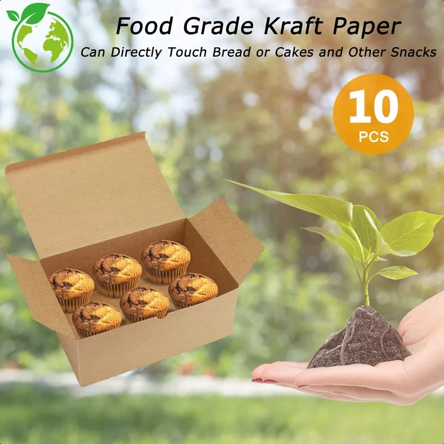 Braune Geschenkboxen, 9,45 x 6,5 x 4 Zoll, 10er-Pack, Papier-Geschenkbox mit Deckel für Brautjungfern, Geschenke, Geburtstagsfeier, Weihnachten, Hochzeit, Crafti