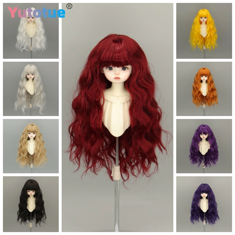 Yutotue Dolls Peluca de pelo largo y rizado con flequillo para muñeca BJD 1/3 1/4 1/6, cambio DIY, 9 colores disponibles