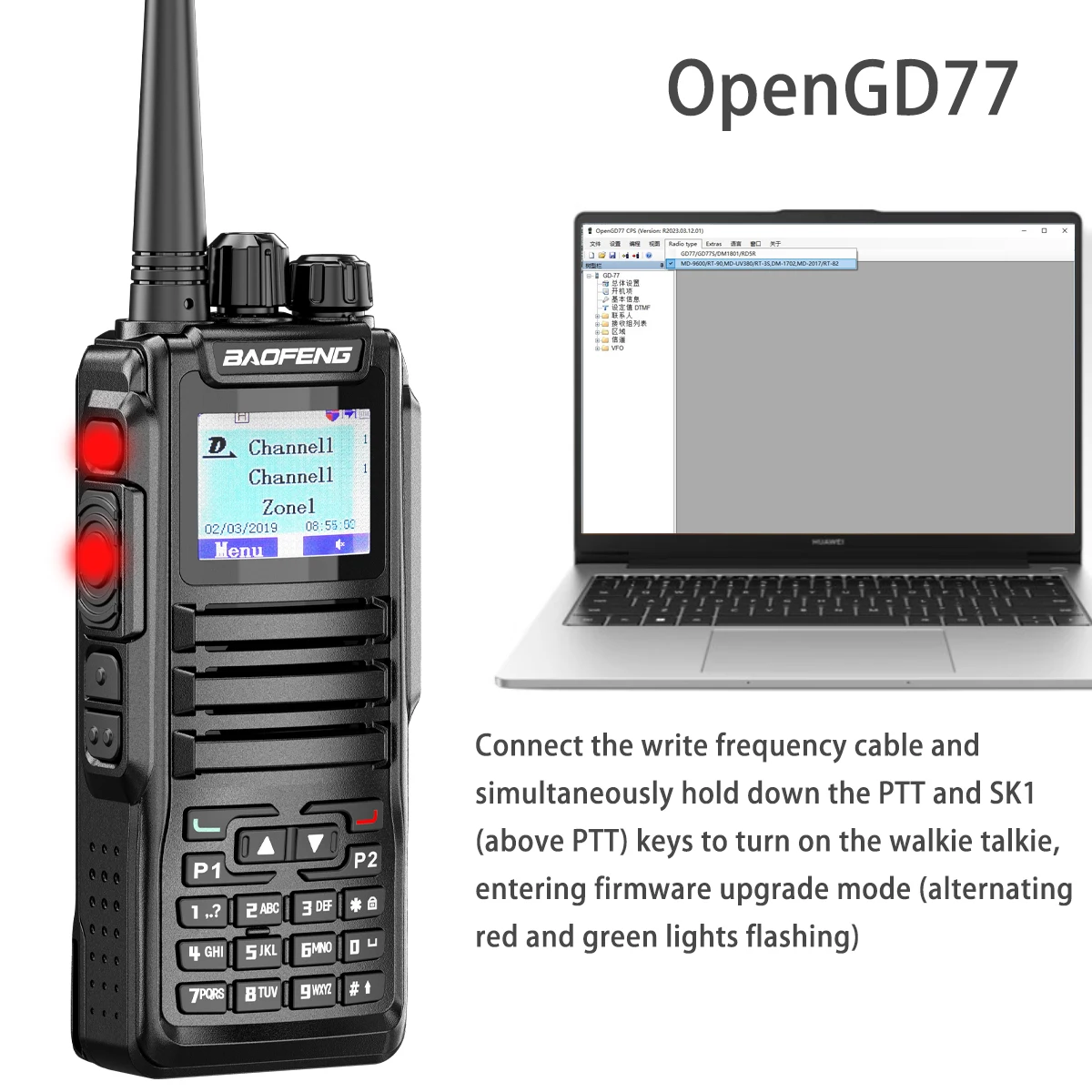 DM-1701 Dual Band Dual Time Slot DMR/Analog Two Way Radio, 3,000 Channels Amateur Radio/Free Programming Cable, Charger and PTT