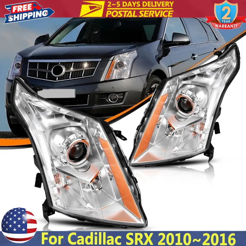 

Halogen Headlight Assembly Amber For Cadillac SRX Luxury/Premium 2010~2016 Projector Headlights Left + Right OE Style Headlamp
