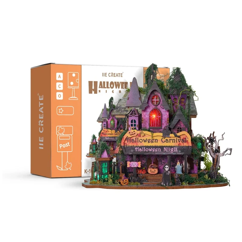 Halloween Haunted House 3D Puzzle, DIY  Book Nook Decor, Creative Gift Scary Model Kit for Adults Teens