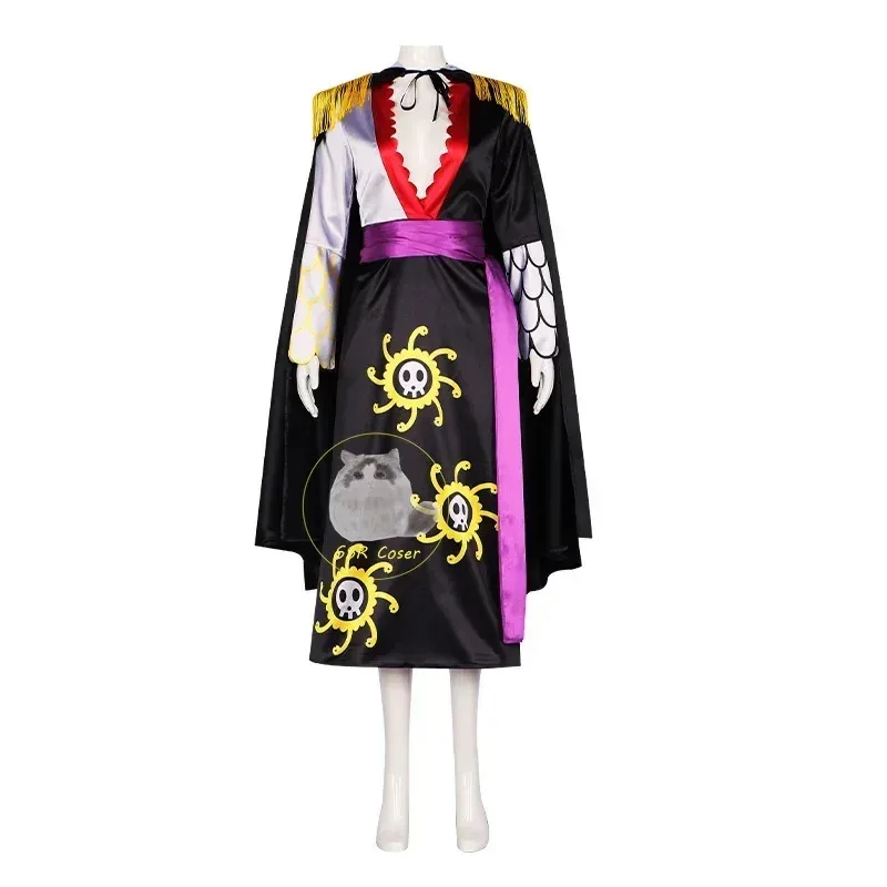 Anime Boa Hancock Cosplay Costumes Sexy Empire Black Kimono Dress Uniform Boa Hancock Wig Earrings Halloween Costumes for Women