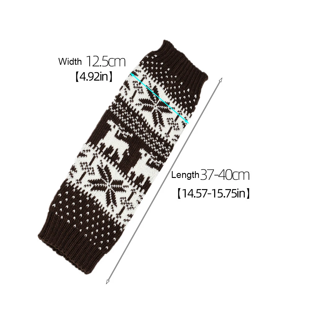 2 Pairs of Christmas Snowflake Elk Print Knitted Leg Warmers Winter Warm Soft Christmas New Year Boot Calf Covers Foot Warmers