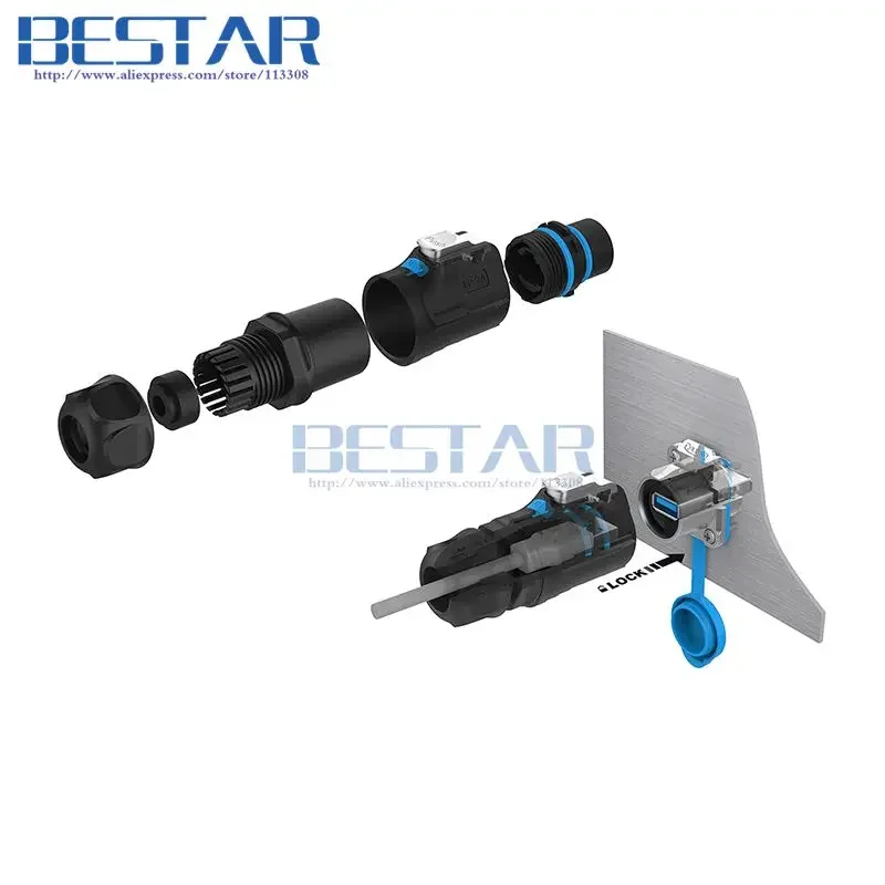 30 шт./лот USB уличный IP65/IP67 USB 3.0 водонепроницаемый разъем штекер и гнездо водонепроницаемые разъемы