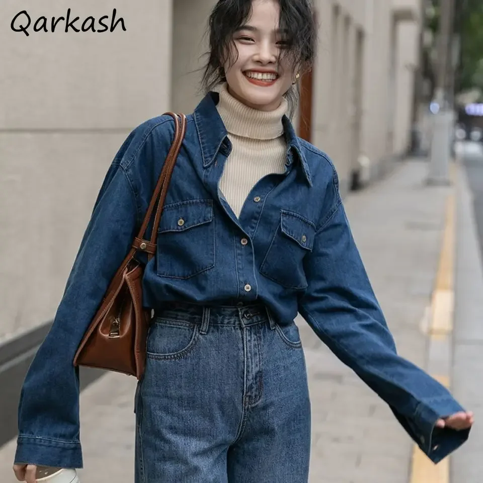 

Jackets Women Retro Long Sleeves Autumn Students New Loose All Match Ulzzang Simple Vintage Tender Single Breasted Mujer Daily