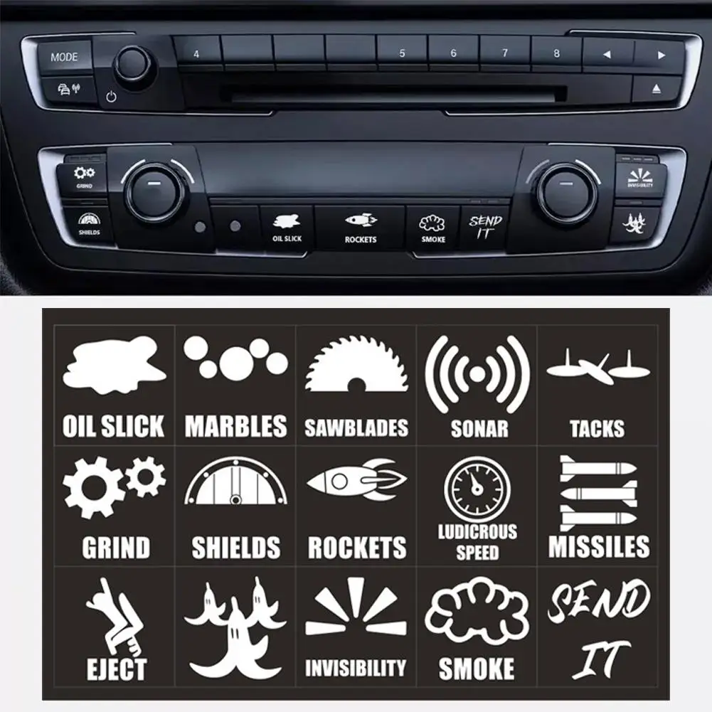 Car Switch Sticker Car Window Buttons Switch Decorative Sticker Instrument Console Interior Switch Label Sticker