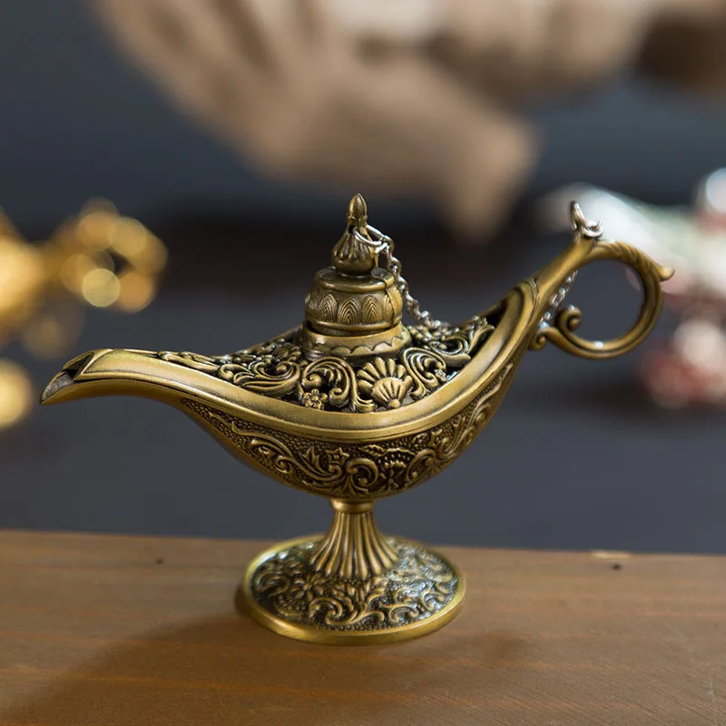 Girls Jasmine Aladdin Magic Lamp Metal Crafts Wishing Lamp Aromatherapy Stove Home Decoration Creative Ornaments Children Gifts image 5