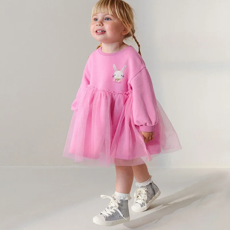 

Spring Baby Girls Cotton Bunny Dresses Children's Clothing Autumn Toddler Girls Long-sleeved Cute Mesh Princess Dress Vestidos