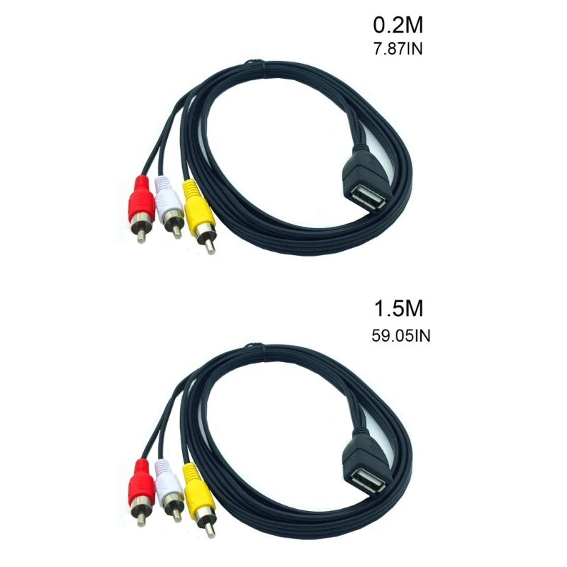 USB A Female To 3RCA Male  Converter  Video Cable Camcorders Adapter USB To 3RCA Cable for TV Box Drop Shipping