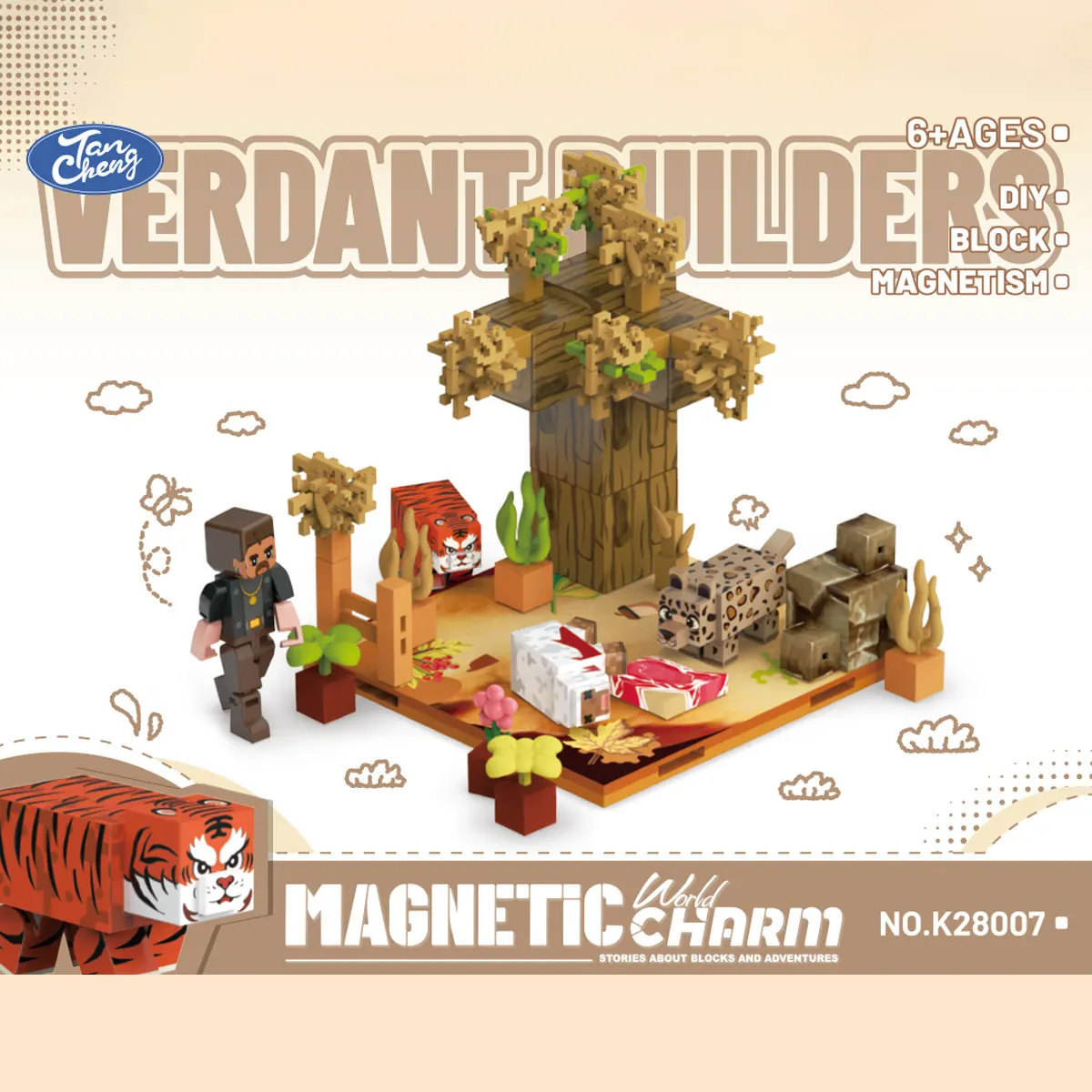 Mon monde blocs de construction magnétiques scène animale, un jouet STEM pour que les enfants apprennent et construire, un cadeau adapté aux garçons et aux filles.