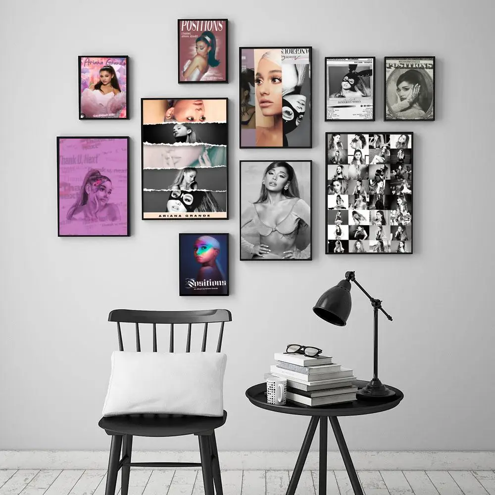 Music Art Poster Ariana Grande Whitepaper Poster Waterproof Paper Sticker Coffee House Bar Aesthetic Art Wall Painting