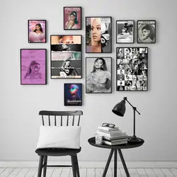 Music Art Poster Ariana Grande Whitepaper Poster Waterproof Paper Sticker Coffee House Bar Aesthetic Art Wall Painting