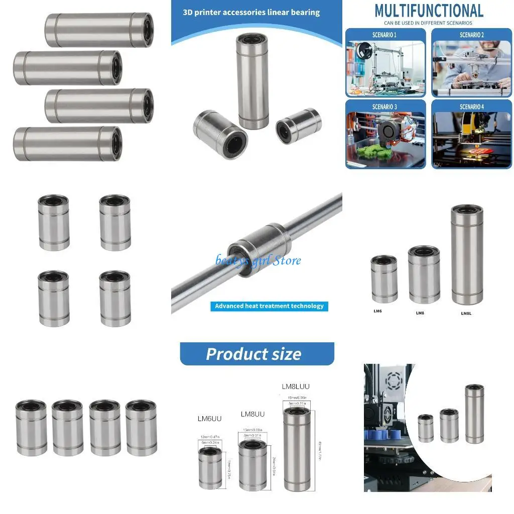 

C7AB 4Pcs LM6UU LM8UU LM8LUU Linear Bearing 3D Printer Part Linear Bearings