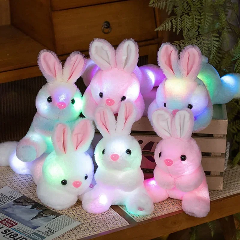 

Pink Glow-in-the-Dark Bunny 25cm Plush Rabbit Toy with Gentle Night Light Function Perfect Easter Gift Sleep Companion