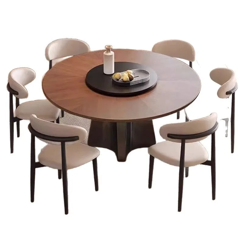 

Modern simple retro solid wood medium and ancient style thickened walnut desktop dining table stainless steel solid wood desktop