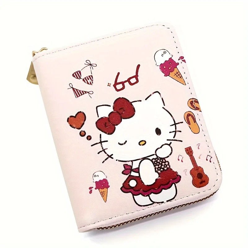 Kawaii Sanrio Hello Kitty PU Leather Coin Purse Cartoon Zipper Closure Card Organizer Wallet - Cute and Compact Key Holder