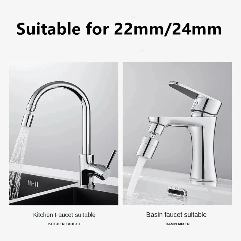 720 ° Universeller Drehbarer Wasserhahn-Aerator Spritzwassergeschützter Wassersparender Verlängerungsadapter ABS Badezimmer-Waschbecken Düsenadapter Multi-D – Detail 3