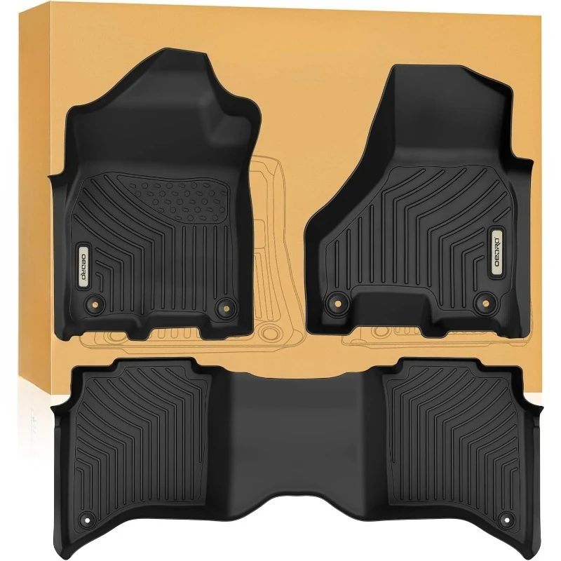 سجادات أرضية مناسبة لـ 2019-2025 Ram 2500/3500 كابينة دائرية مع دلو أو مقاعد البدلاء، حصيرة سيارة مناسبة تمامًا من مادة TPE مناسبة لجميع الأحوال الجوية