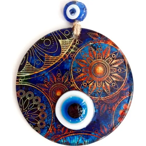 Home Fertility Protection Talisman Sun Patterned 12 Piece Fusion Glass Handcrafted Evil Eye Beads Wall Ornament Handmade Elagant