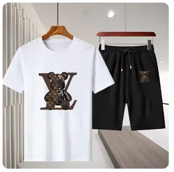 Abito Casual da uomo estivo t-shirt di lusso Harajuku Y2K t-shirt manica corta e pantaloncini da salotto leggeri Set sportivo da uomo 2 pezzi