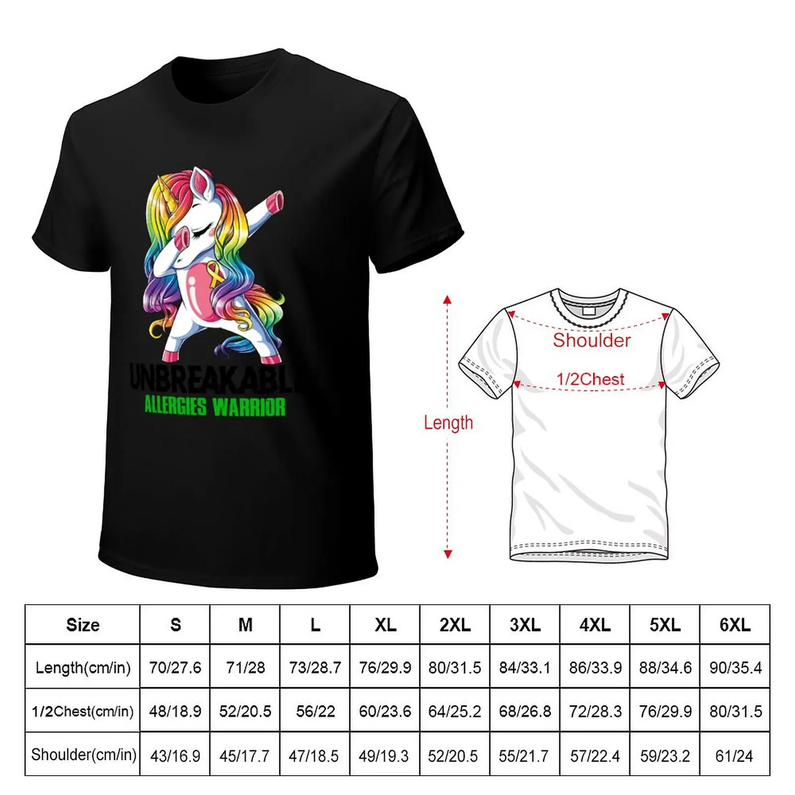 Allergies Awareness - Unicorn Allergies Warrior Ribbon UNBREAKABLE T-Shirt Sweat Resistant Workout Tee Shirt