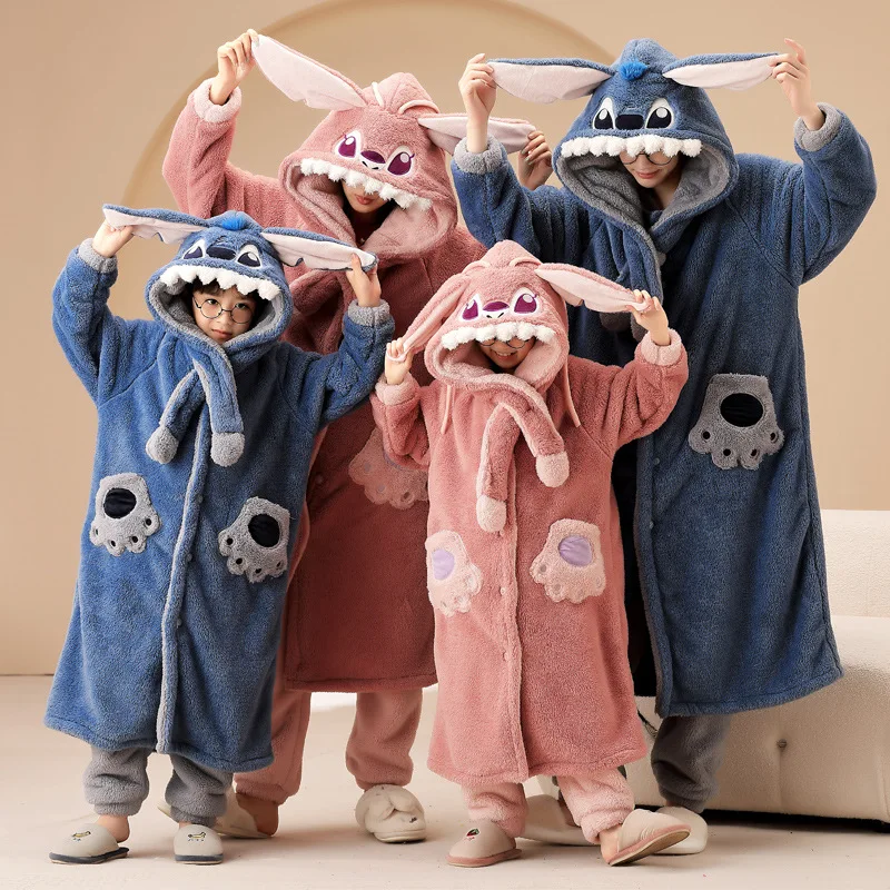 أنيمي غرزة الوالدين والطفل نيسيي منامة النوم رداء السراويل الفانيلا منامة Kawaii الكرتون رشاقته ملابس المنزل بيجامة عائلية #1