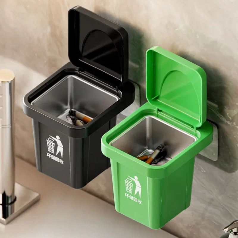

Настенная портативная пепельница, мусорный бак с крышкой, пепельница из нержавеющей стали, пепельница для ванной комнаты с насечкой, анти-лета, 2025 г.