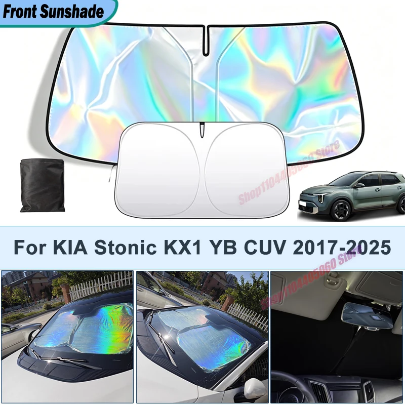 For KIA Stonic KX1 YB CUV 2017-2025 UV Reflective Sun Protection Cover Car Parts Foldable Front Windshield Sun Shade