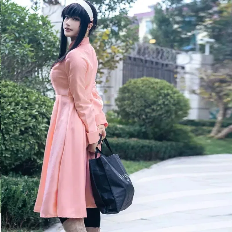 Yor Forger Cosplay Disfraz para niñas y mujeres adultas Anime Spy Vestido rosa Diadema Peluca Pendientes Traje Traje Uniformx;2'a,6.h;8'v,