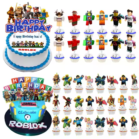 New Roblox Cake Decorations Cartoon Party Cake Topper For Kids Birthday Party 1st Baby Shower Boy Game Cake Decor Supplies Gifts