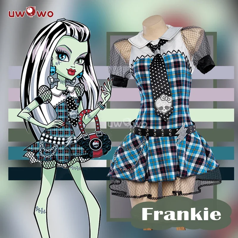 In Stock UWOWO Monster High Cosplay Frankie Stein 1 Cosplay Costume Suit Female Cosplay Dress Halloween Costumes Outfit