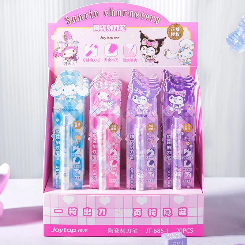 20 pcs/lot Sanrio Kuromi Melody Cinnamoroll Knife Pen Cute Paper Cutter Cutting Paper Razor Blade Office School Supplies