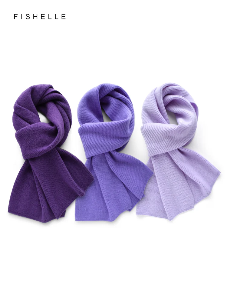 Purple series cashmere scarf winter female wool scarves knitted women\'s wraps soft warm shawl thick lady luxury gifts short