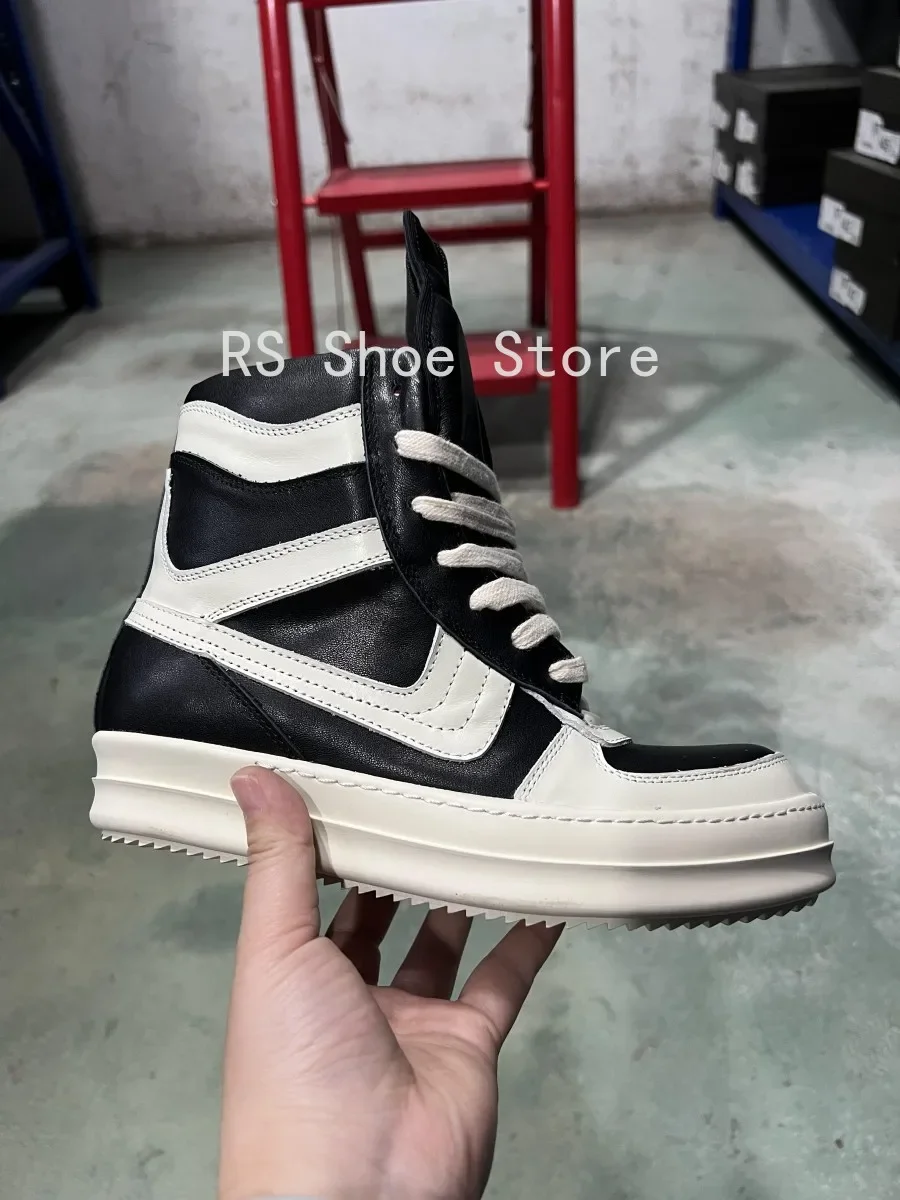 

Ro Black White Leather High Top Shoe Luxury Suede Boot Men Shoes Zipper Women Casual Sneaker Design Ankle Boots