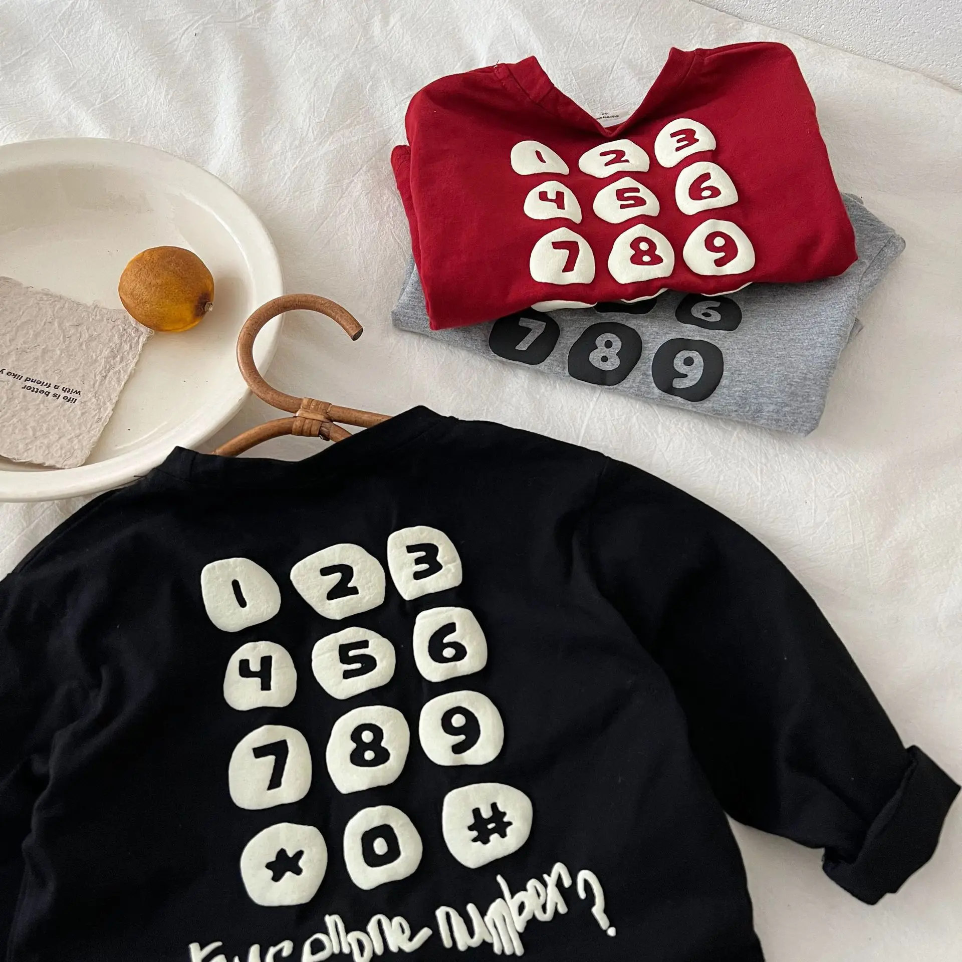 子供用長袖tシャツ-2026秋-男の子と女の子用-デジタルプリント長袖tシャツ-ベビー前面と背面プリントt